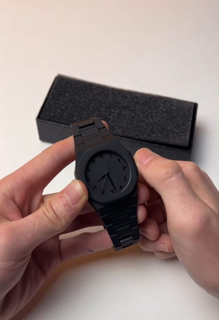 Black Arabic Aura Watch Arabic fiber chain unisex Butterfly Clasp