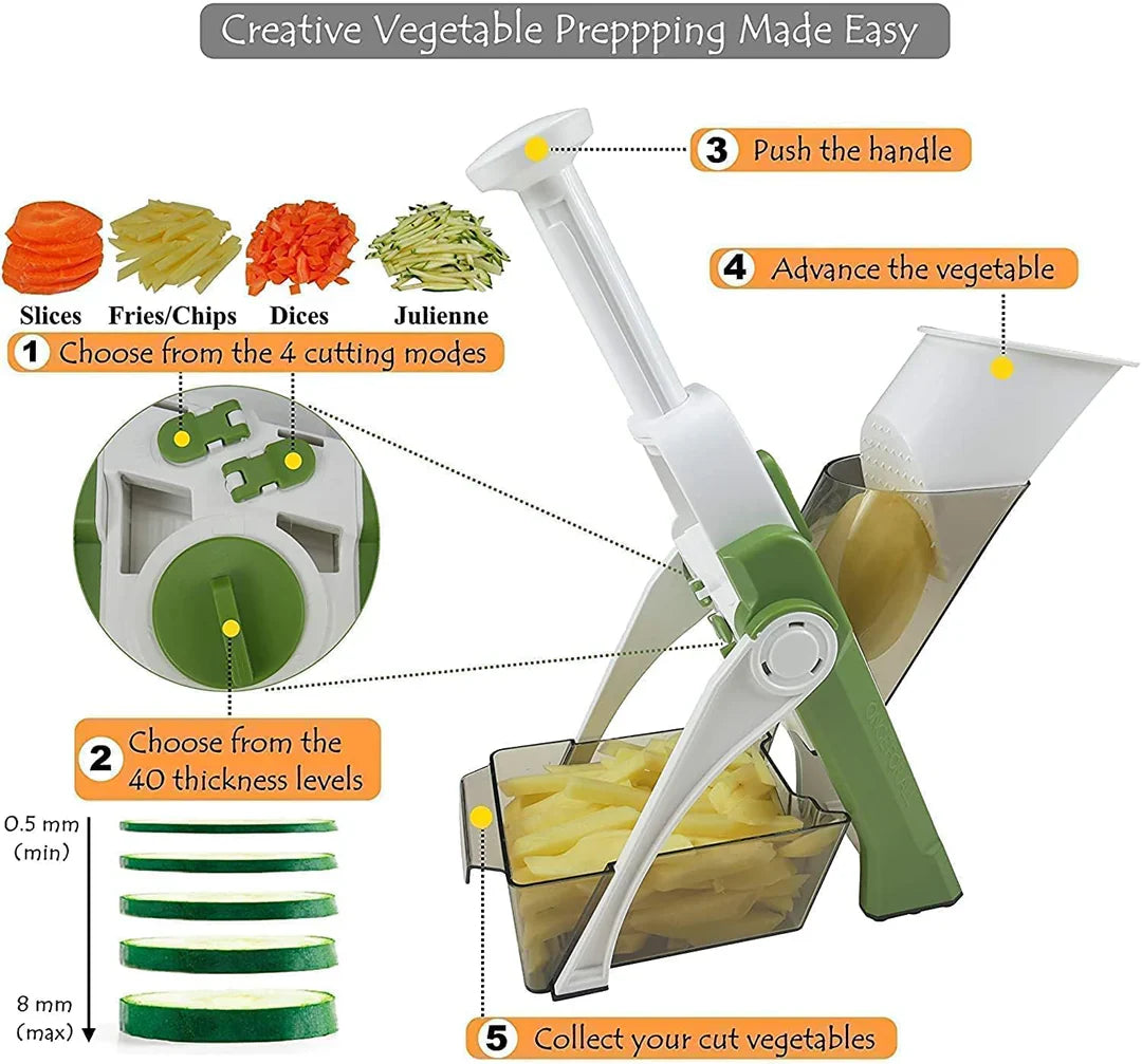 5-in-1 Multifunctional Vegetable Cutter and Slicer | Mandoline Vegetable Cutter Slicer Chopper | Kitchen Shredder Grater