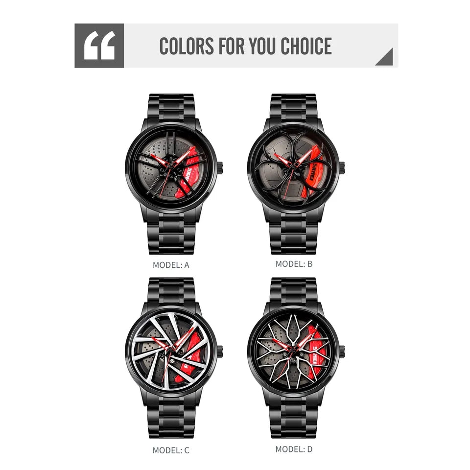Men's Luxury Watch Waterproof Rotary Sport Car Rim Man Watch