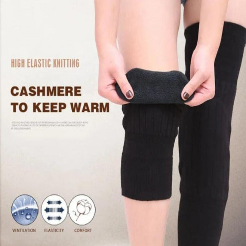 2 PCS Non-Slip Cashmere Wool Knee Pads Brace Leg Warmer with Strap Adjustable for Men & Women