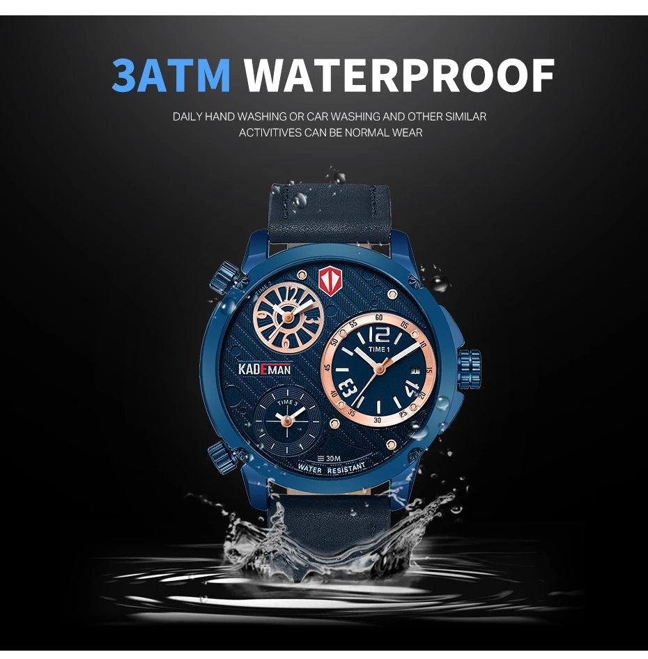 Kademan Analog Digital 3-Time zone watch (3 Time Watch)