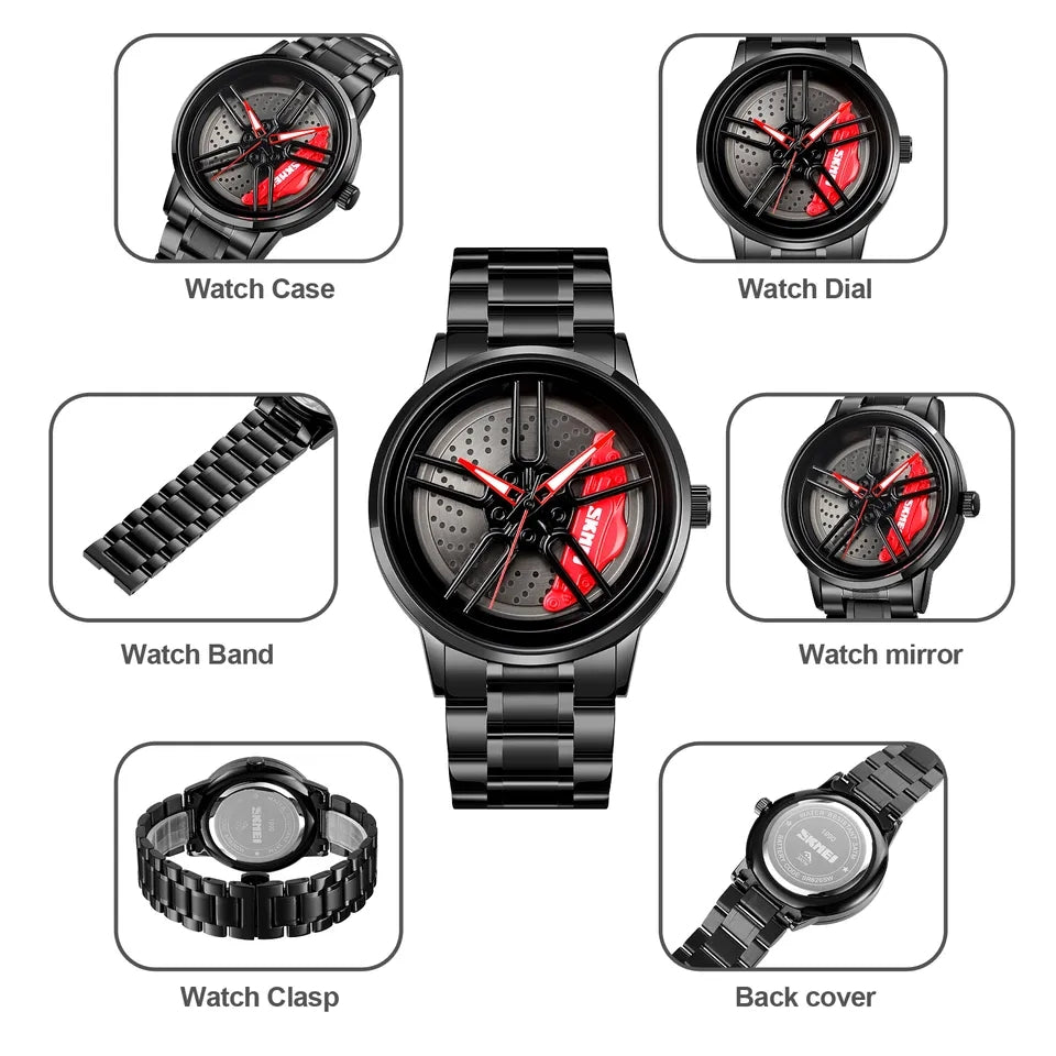 Men's Luxury Watch Waterproof Rotary Sport Car Rim Man Watch