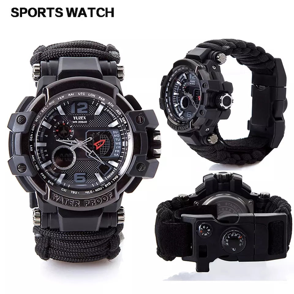 Yuzex Survival Watch, 6 in 1 Paracord Bracelet Compass Watch
