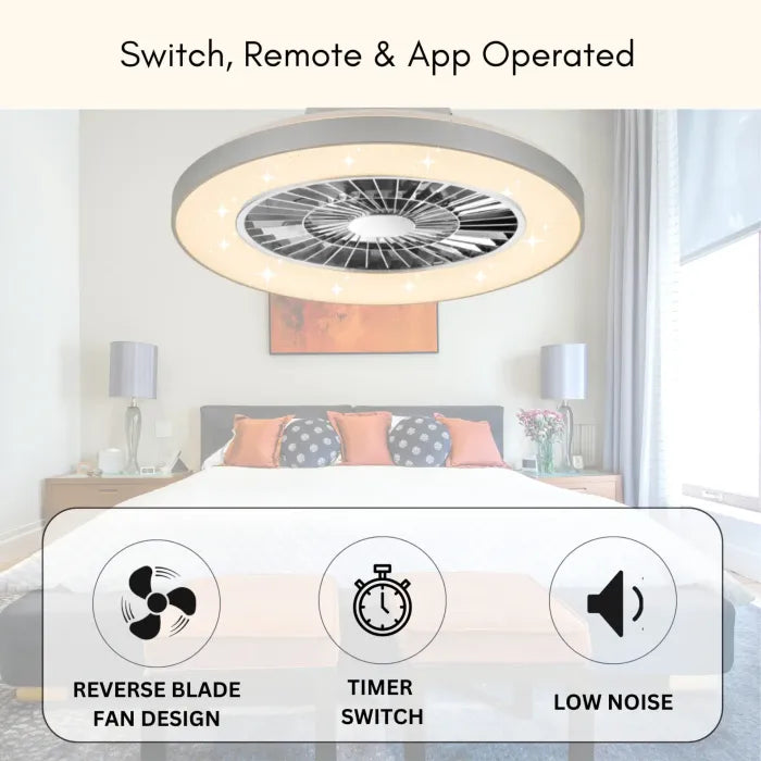 Smart 2 In 1 Ceiling Fan With Remote Control Lighting E27 Conversion Base Lighting Base Suitable for Bedroom and Living