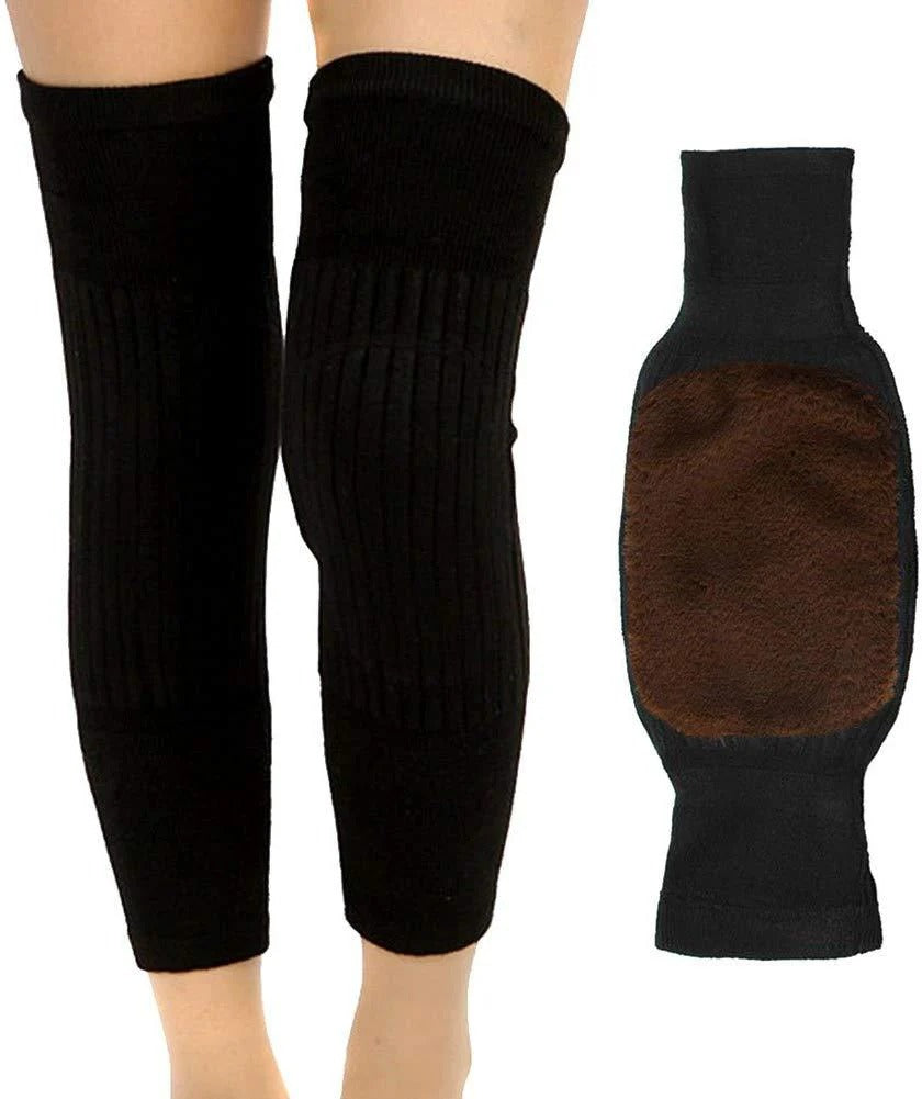 2 PCS Non-Slip Cashmere Wool Knee Pads Brace Leg Warmer with Strap Adjustable for Men & Women