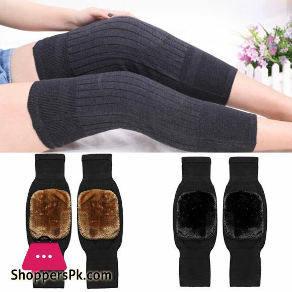 2 PCS Non-Slip Cashmere Wool Knee Pads Brace Leg Warmer with Strap Adjustable for Men & Women