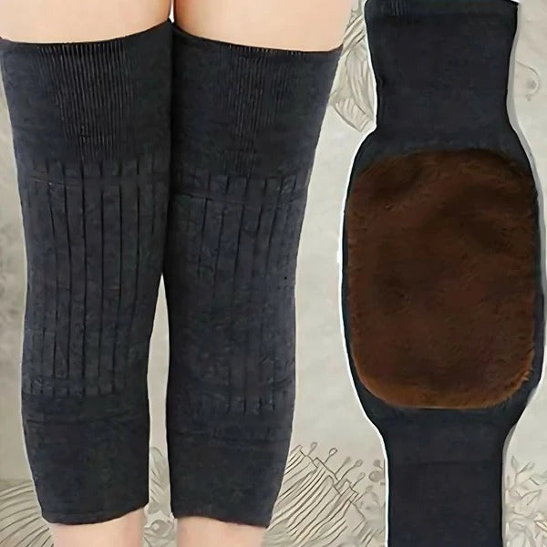2 PCS Non-Slip Cashmere Wool Knee Pads Brace Leg Warmer with Strap Adjustable for Men & Women