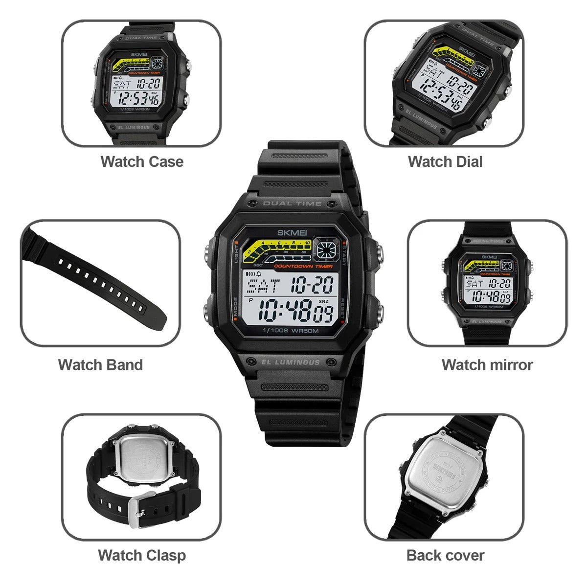 SKMEI Business Waterproof Stainless Steel Digital Watch
